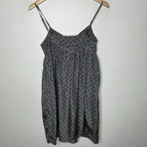 Y2K‎ Gap 100% Silk Babydoll Dress Gray Purple Floral Women's 6 Feminine Ruffle - Picture 6 of 11